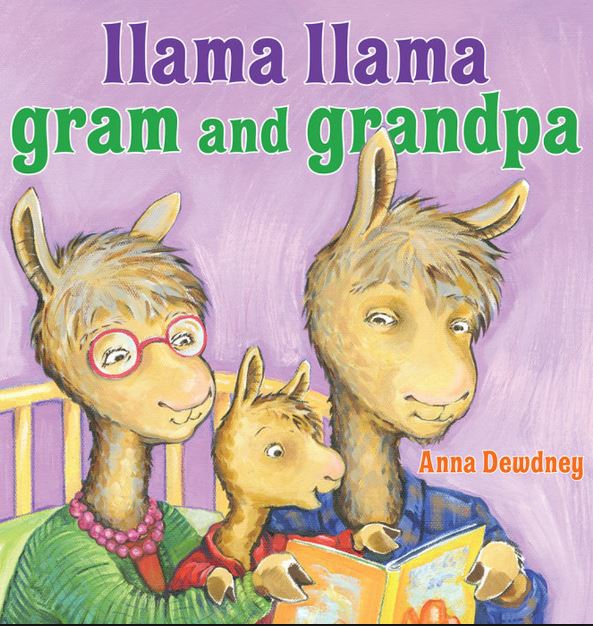 A book cover Illustration of IIama IIama gram and grandpa